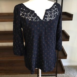 Miami Mid-Sleeve Cotton & Lace Top